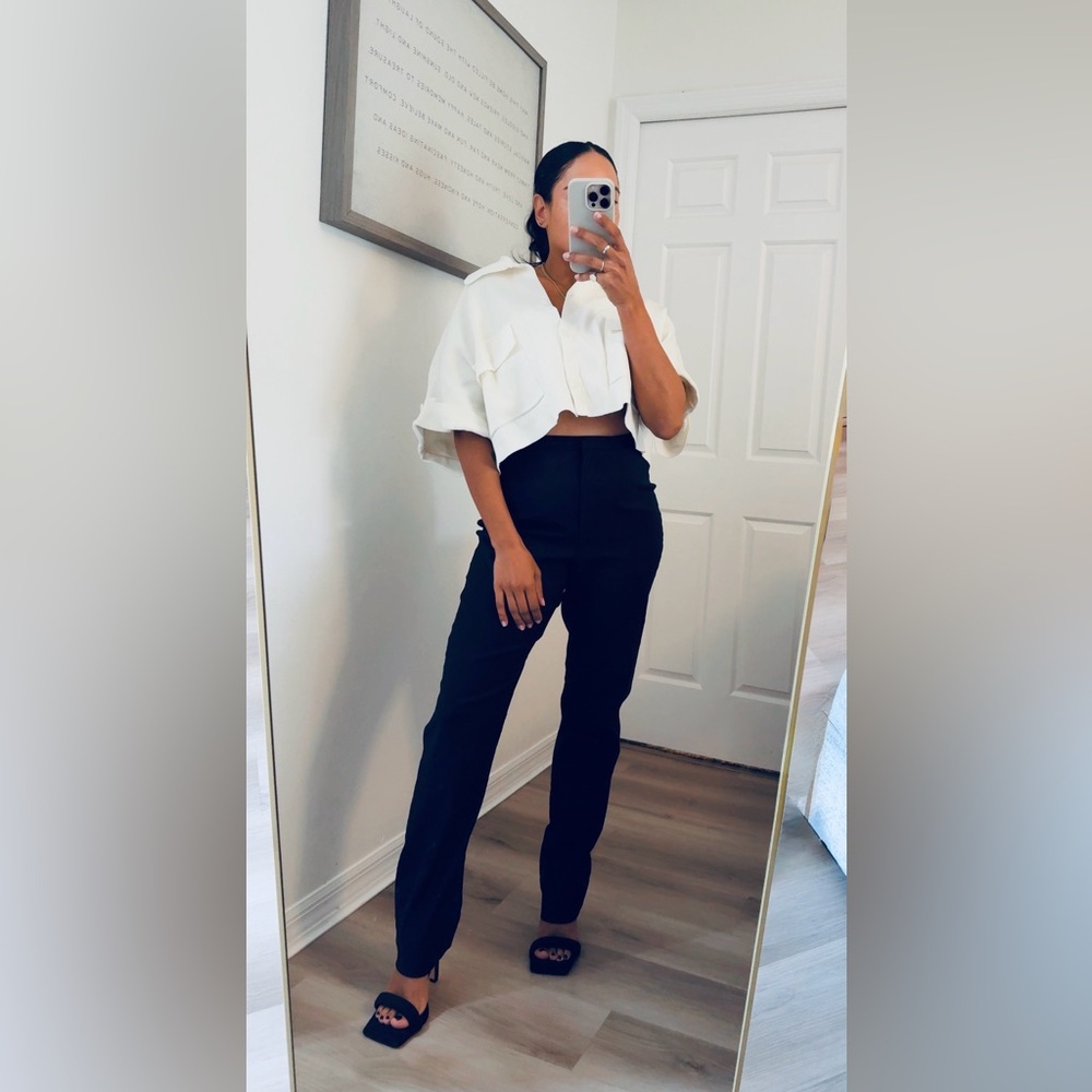 DOLCE & GABBANA HIGH WAISTED STRAIGHT BLACK PANTS